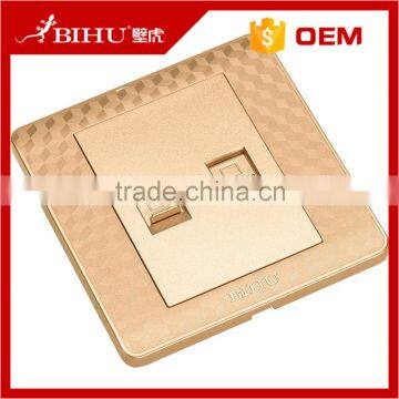 PC Brushed Stainless Steel Material Network Computer Wall Socket Rj45 Wall Outlet