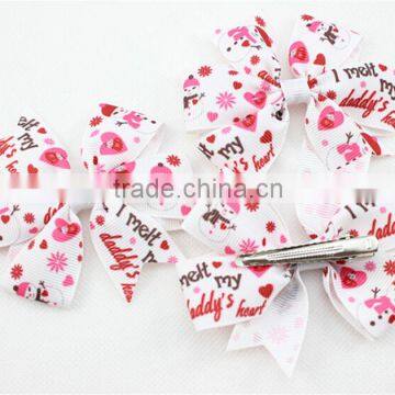 Beautiful Kid Girls Christmas Snowman Bow Hairpin Bulk Christmas Ribbon Hair Bow With Clip For Teenage