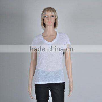 OEM Women Blank Short Sleeve Plain T Shirt photo-4