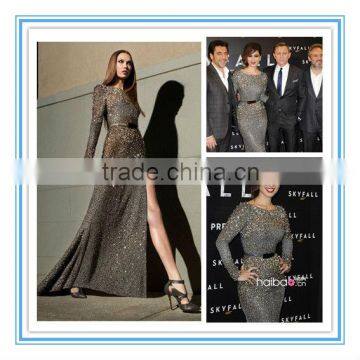 Stunning Long Sleeve High Silt Celebrity Dress new model evening dress(EVFA-1115)