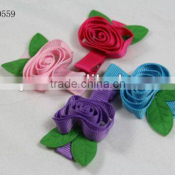 baby mulit color fabric rose lined cheap hair clips