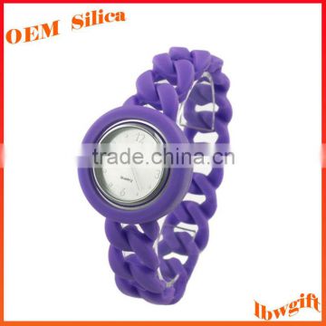 Adult / Kids Sizes Colorful Waterproof Sport chain silicone rubber bracelet watch