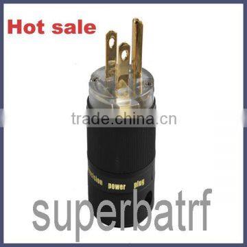 US Mains Power Plug Male Connector Gold Conductor Cable Cord IEC Hi Fi PPL5S