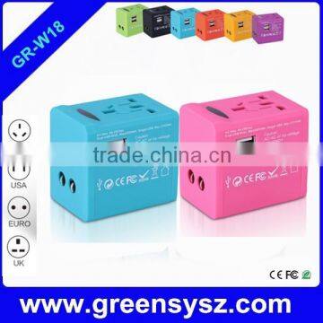 GR-W18 Corporate Gift Universal Electric Travel Adapter With 2 Usb Ports for Traveling photo-3