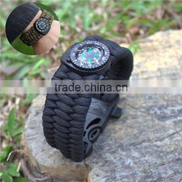 Paracord Survival Bracelet Compass/Fire Starter/Whistle Camping Gear