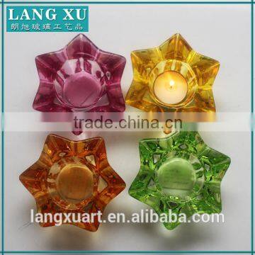 LX-Z192 small colorful crystal glass candle holder star shaped votive candle holder for Centerpiece