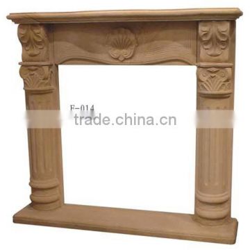 beige artificial stone fireplace