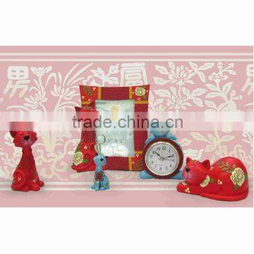 Polyresin cat photo frame, polyresin cat clock