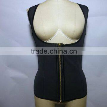 100% Latex Zipper plus Sexy Fashion Black Vest Adjustable Waist