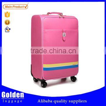 new products faddish design heavy-duty 100% PU luggage trolley bag on wheels traveling luggage bag