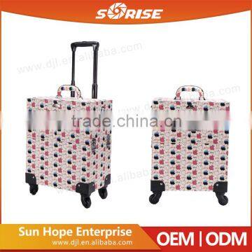 Wholesale Plastic PVC Travel Cosmetic Bag Light Trolley Makeup Case With External Wheel photo-3