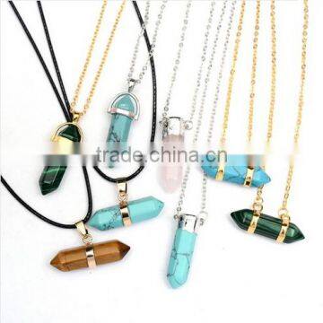 Hot Natural Hexagonal Prism Beads Healing Pointed Pendant Necklace Charm Jewlery For Woman