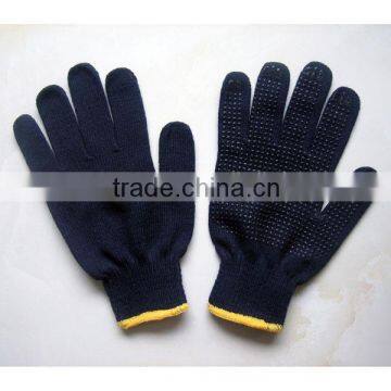 7G Black string knit PVC dotted glove