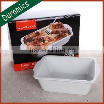 New Arrival Durable White Porcelain Rectangular Roasters photo-2