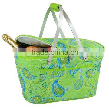 Insulated Folding Picnic Basket - Insulated Cooler with Carrying Handles (MultiColor)