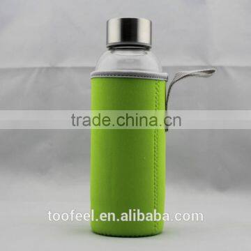 ABS glass water bottles,bottles with insulated coating and tea filter