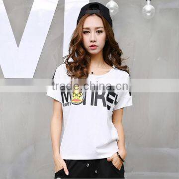 Wholesale 2016 Summer Fashion Women Sport T-Shirt Ladies Cute Raglan Short Sleeve Slim Gel Printed New Model T Shirts