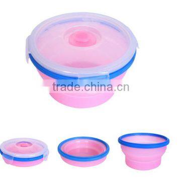 Round Collapsible Heat Silicone Lunch Box