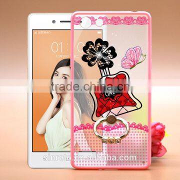Hot Selling prefume Anti-Shock Phone Cases For Oppo A33 Mobile Phone case TPU+PC +Metal Ring With diamond
