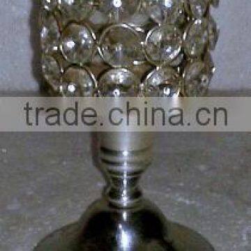 Iron & Glass Crystal Votive Tealight T- Light Candle Holder