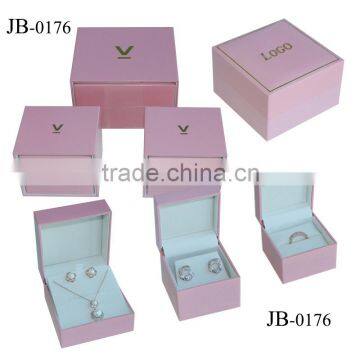 Luxury custom made pink jewelry boxes with sleeve and velvet lining