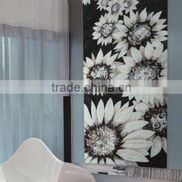 JY-JH-S06-D Artistic handcraft glass mosaic backsplash Black and white sunflower wall mural modern bedroom wall decorate pattern