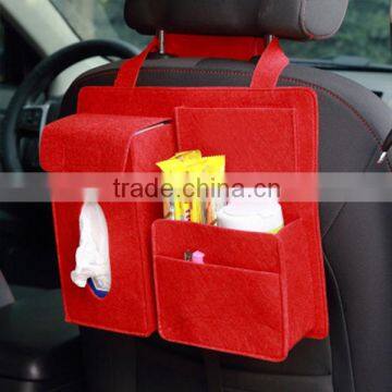 White Felt Car Back Seat Sunries Organizer, Car Bag Back Seat Storage Bag