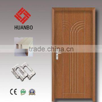 Latest design mdf pvc wood laminated single door for bathroom