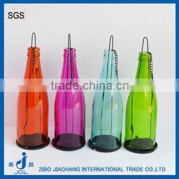 Long-stemmed Spray Colored Glass Candle Holder