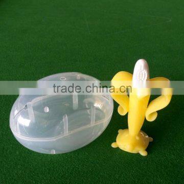 BPA Free Silicone Baby Toothbrush Banana Teether Toys, Baby Banana Teething Toothbrush for Infants photo-4