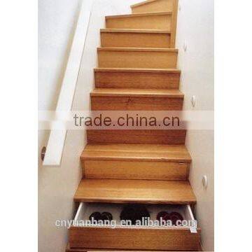 Stair Tread of Laminted wood with Pine, Oak,Maple veneer wraped.