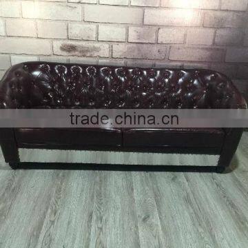 Aviator sofa loveseat , vintage black leather aluminum sofa