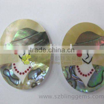 Handmade Natural Shell Mosaic oval shape for cuff button