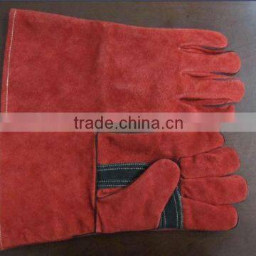 split leather gloves , 14 inch red color