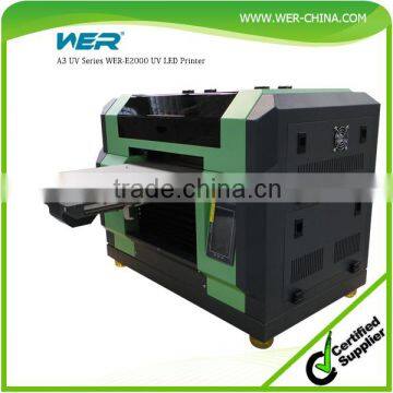 2016 Stable performance WER-E2000UV A3 uv led flatbed printer for mobile phone skin