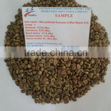 VIETNAM WET POLISHED ROBUSTA COFFEE BEANS