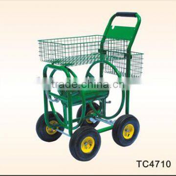 metal stainless four wheel garden hose reel cart TC4710