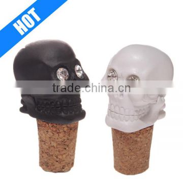 crystal eyed skull head cork bottle halloween stopper