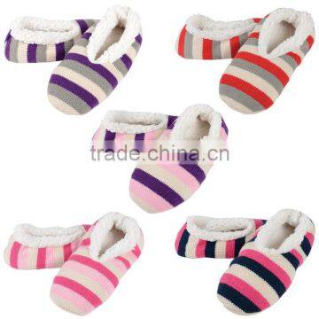 Ladies Stripe Knitted Slippers With Supersoft Lining