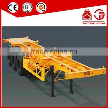 3 Axles used skeleton container semi trailer flat bed trailer for sale