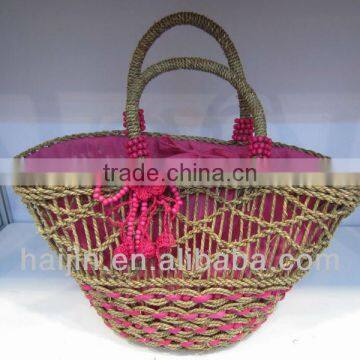 natural seagrass beach handbag for ladies