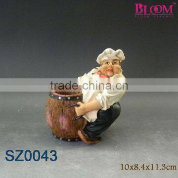 High quality resin fat chef with heavy wine barrel