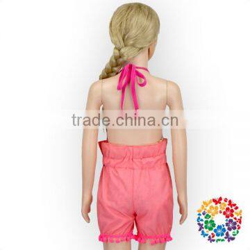 Baby Girls Summer Two Pieces Halter And Shorts Set Pink Flower Bodysuit Clothing Manufacturers Romper Girls photo-5