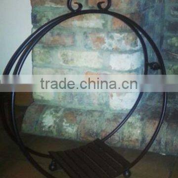 Wrought Iron Round Log Basket photo-2