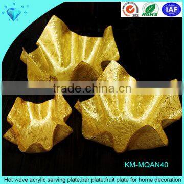 Shenzhen Custom Made Leaf Shape Acrylic Gold Serving Trays Wholesale photo-6