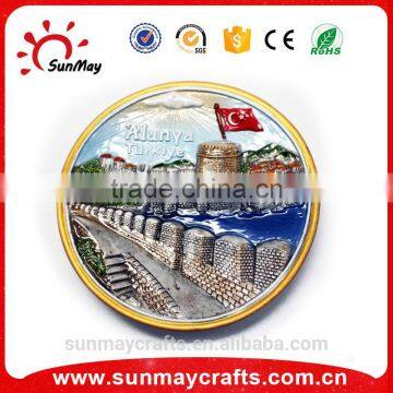 Wholesale custom 3D ceramics Alanya Turkey plate souvenir for sale