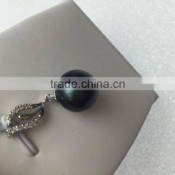 White Gold Necklace Black Tahitian Pearl Pendant photo-3