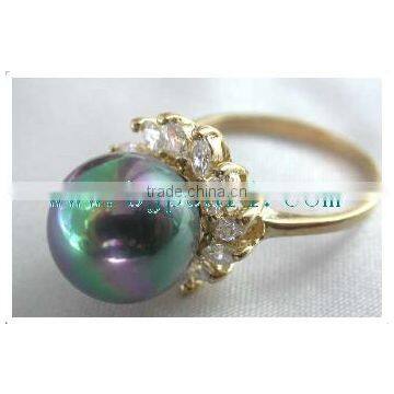18K Gold Ring Diamond Ring and Seawater Pearl Ring photo-4