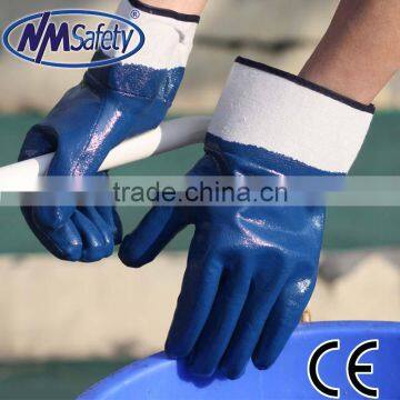 NMSAFETY Blue oil industrial glove heavy duty nitrile gloves oil resistant nitrile gloves