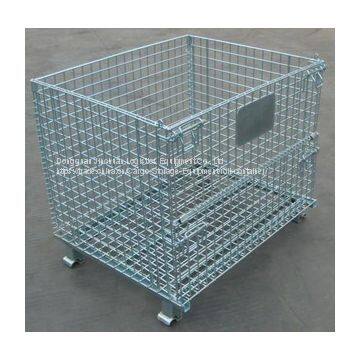 Collapsible Zinc Coated Wire Mesh Container , Wire Pallet Cage